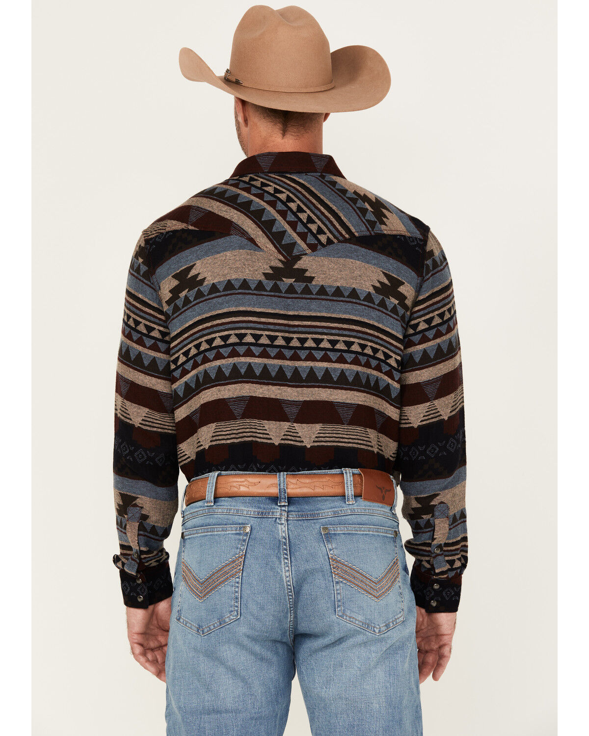Image #4 - Cody James Men's Stagecoach Southwestern Print Long Sleeve Snap Western Shirt, Brown, hi-res