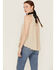 Wild Moss Women's Crochet Studded Yoke Flowy Tank Top, Cream, hi-res