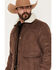 Image #2 - Cody James Men's Edward Faux Suede Snap Sherpa Bomber Jacket, Dark Brown, hi-res