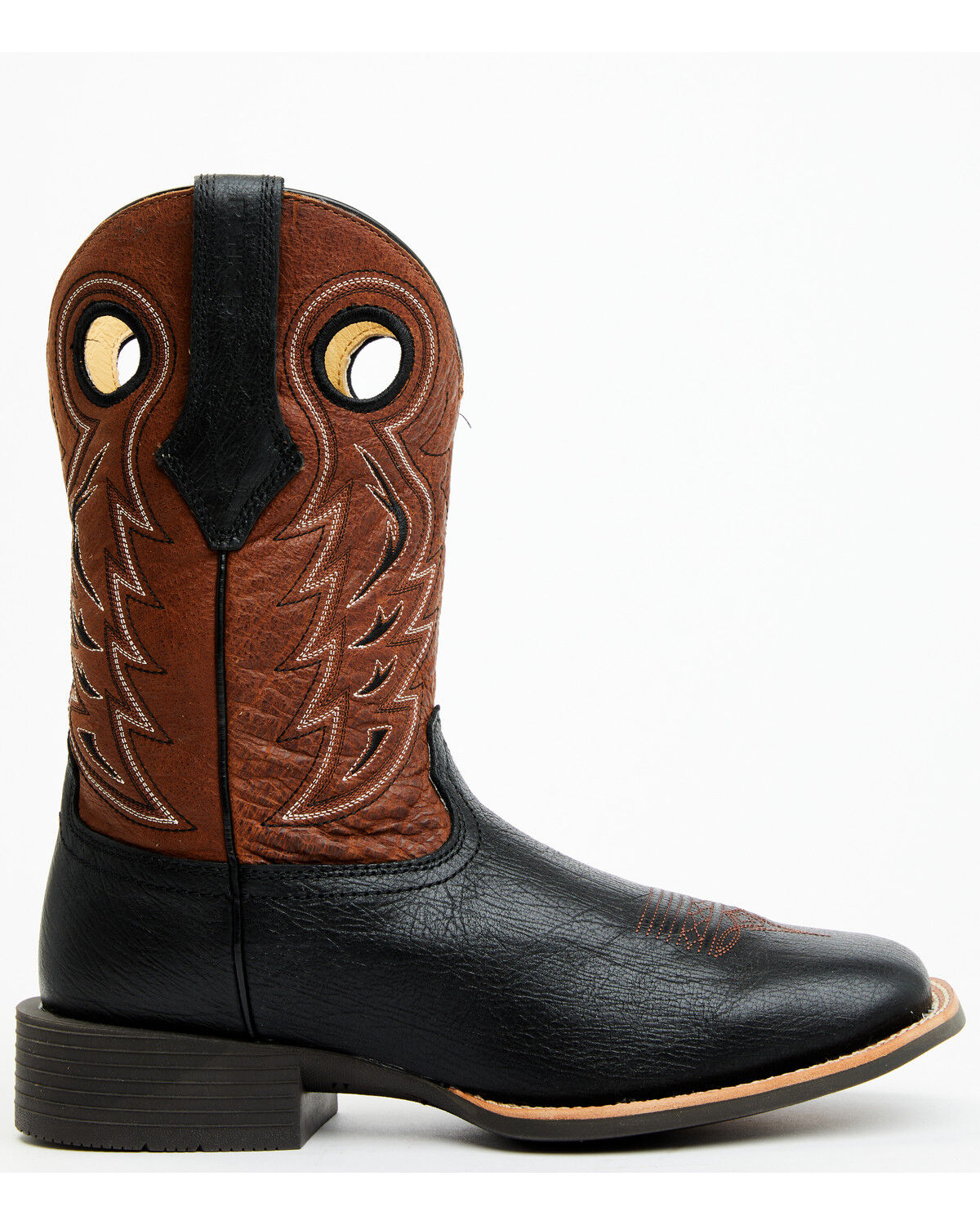 Image #2 - RANK 45® Men's Warrior Performance Western Boots - Broad Square Toe, Black/brown, hi-res