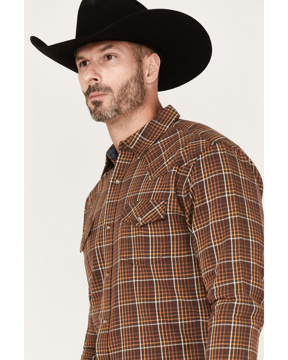 Image #2 - Cody James Men's Rusty Nail Small Plaid Print Long Sleeve Snap Western Flannel Shirt - Big & Tall, , hi-res