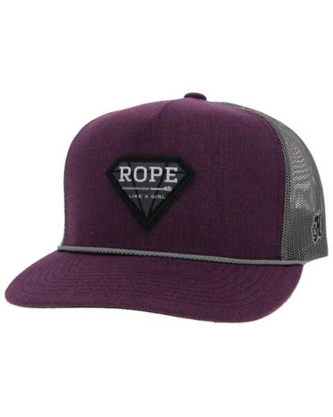 Hooey Women's Rope Like A Girl Patch Mesh Back Trucker Cap, Purple, hi-res