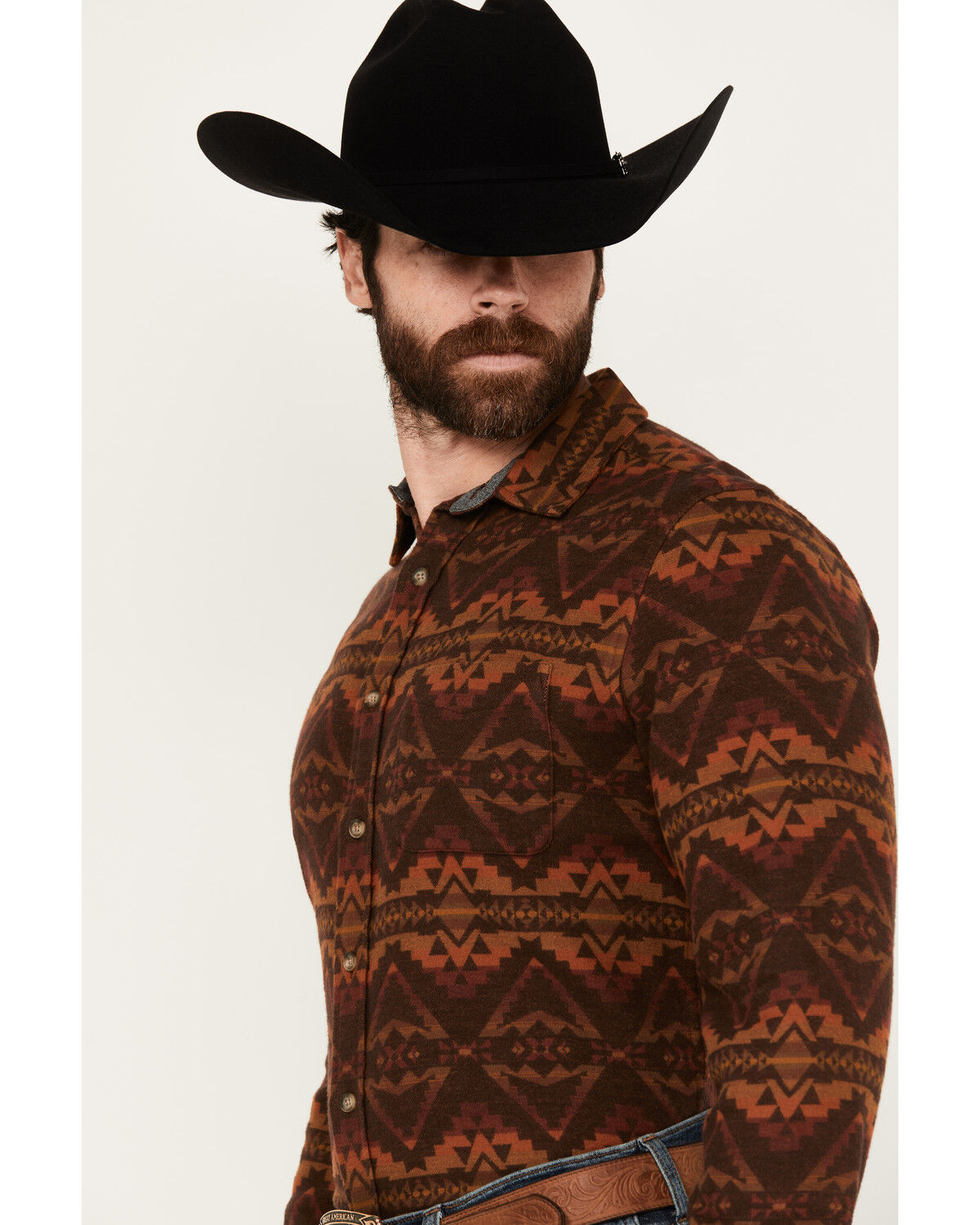 Image #2 - Pendleton Men's Marshall Printed Long Sleeve Button-Down Shirt, Rust Copper, hi-res