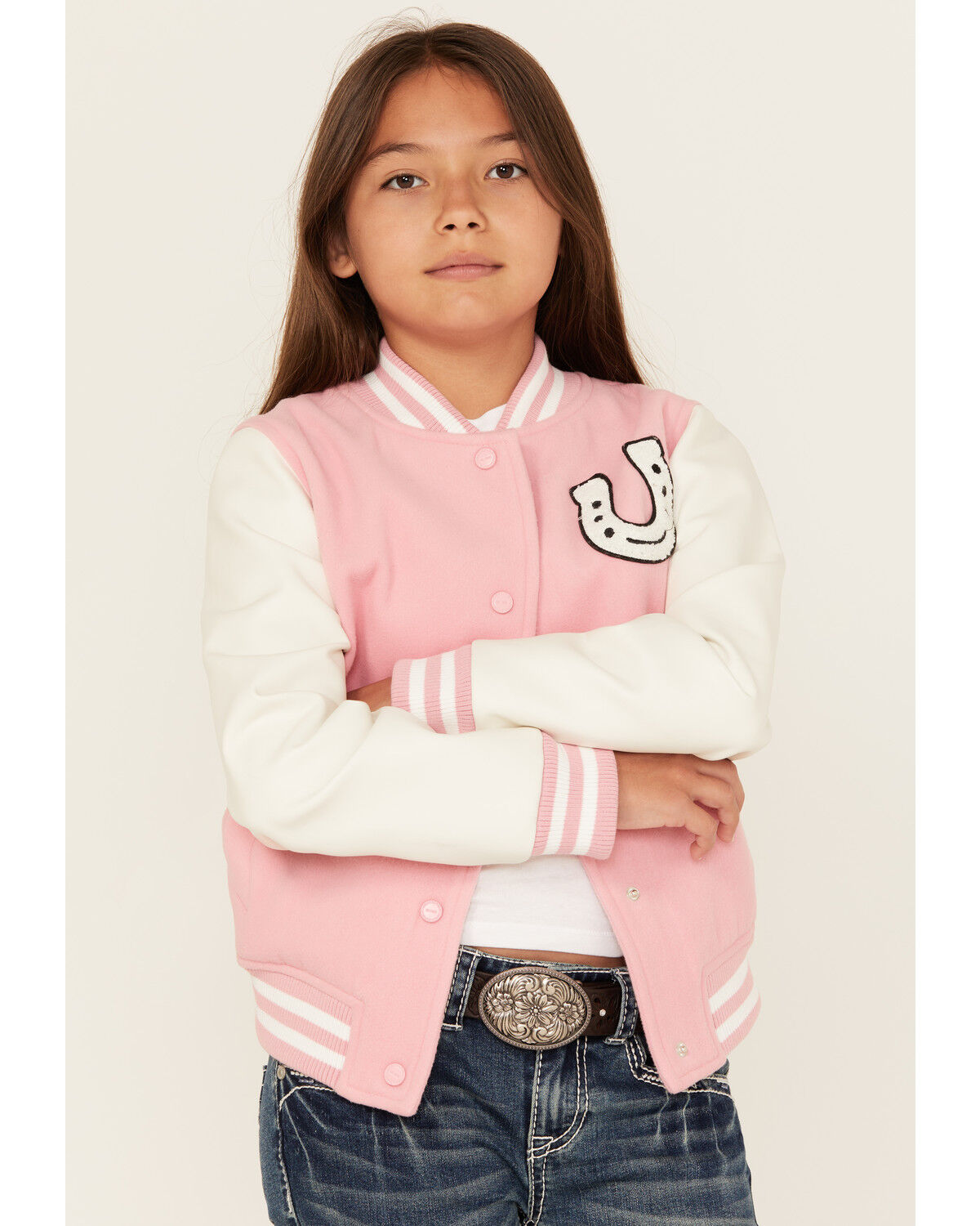 Image #1 - Urban Republic Girls' Varsity Jacket, Pink, hi-res
