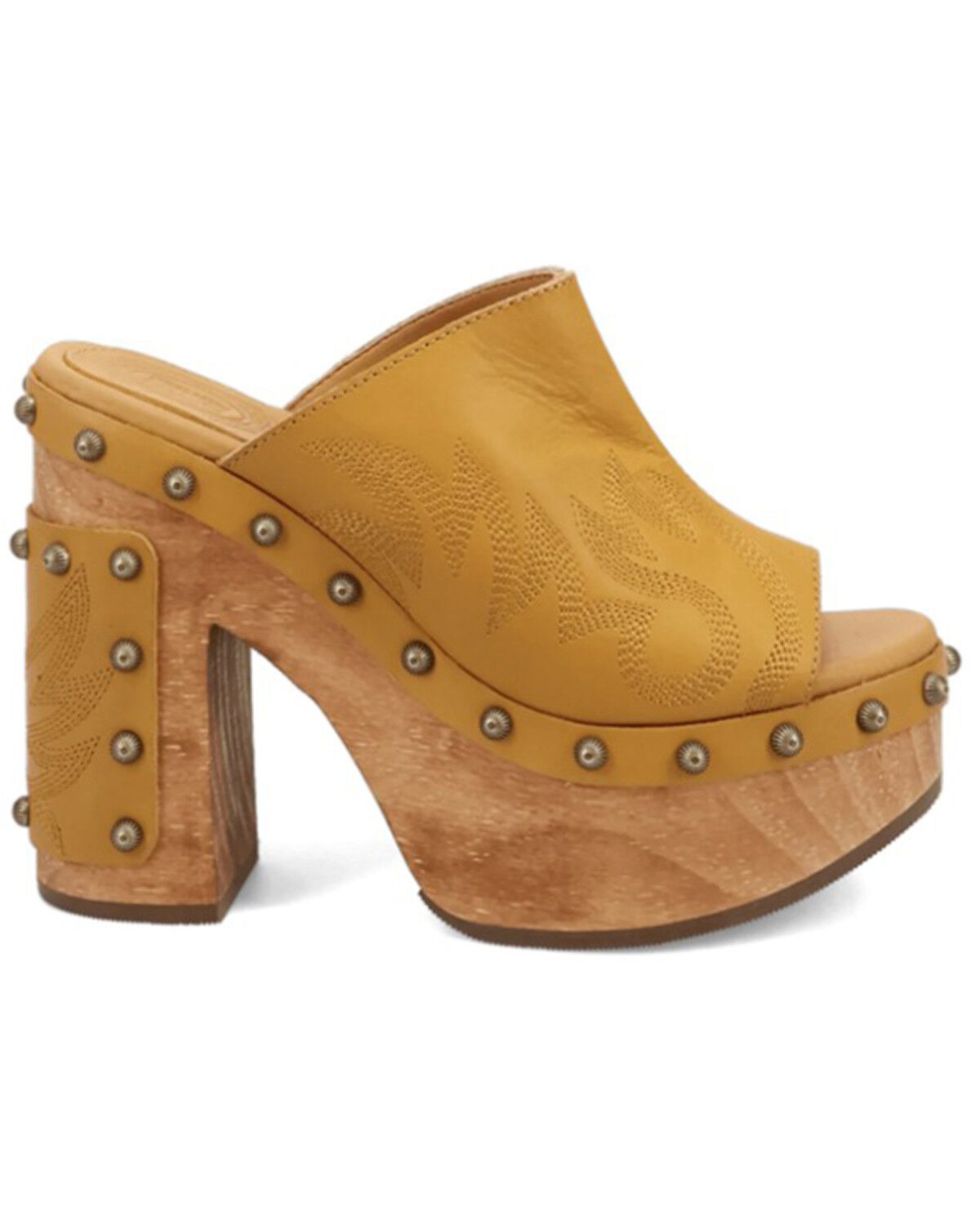 Image #2 - Dingo Women's Free Spirit Wooden Sandals, Mustard, hi-res