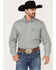 Image #1 - Panhandle Select Men's Geo Print Long Sleeve Button Down Shirt, Green, hi-res