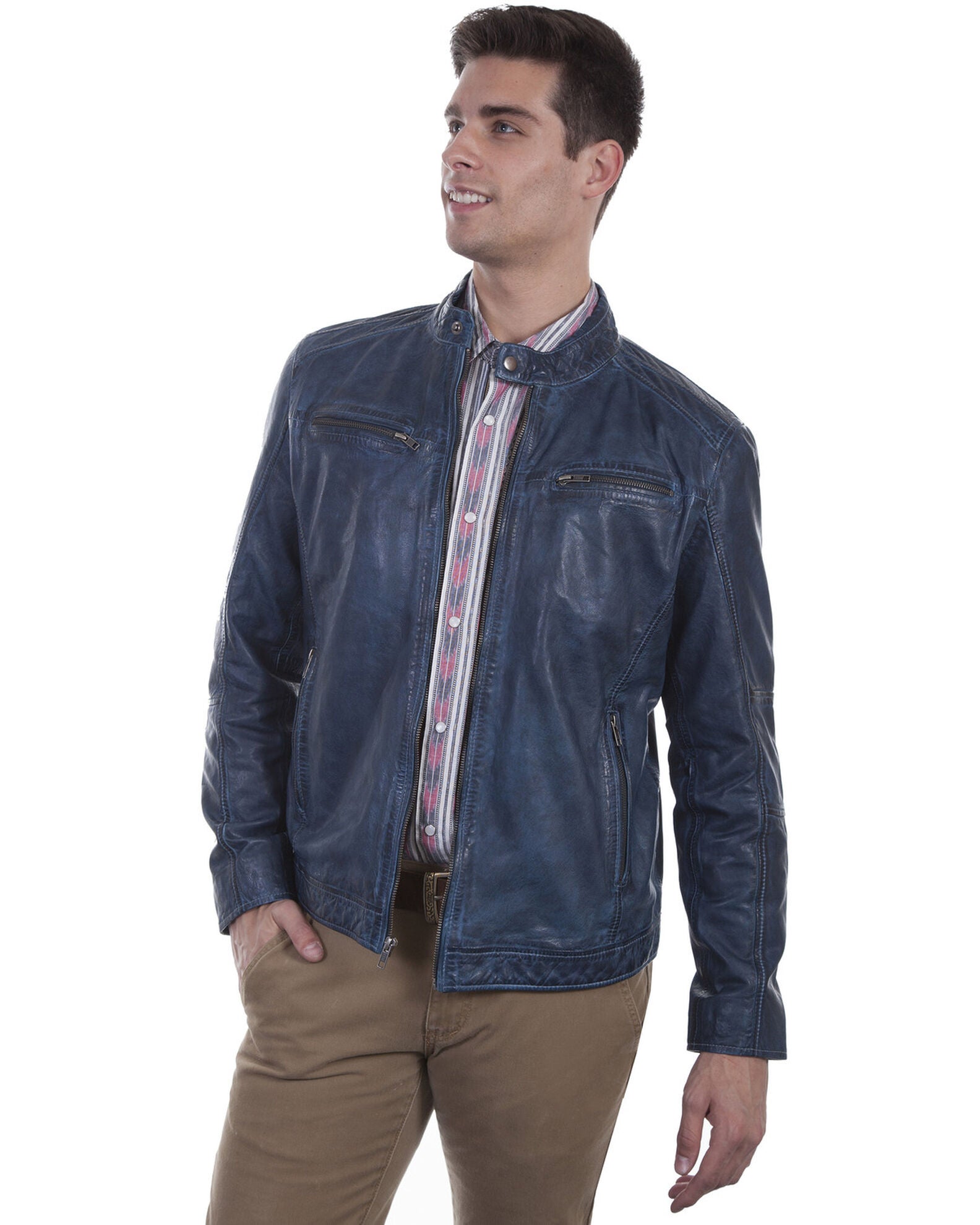 Product Name Scully Men's Denim Leather Jacket