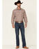 Roper Men's Gray Southwestern Blanket Stripe Long Sleeve Pearl Snap Western Shirt , Grey, hi-res