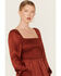 Image #2 - Wrangler Women's Jacquard Print Slit Long Sleeve Midi Dress , Rust Copper, hi-res