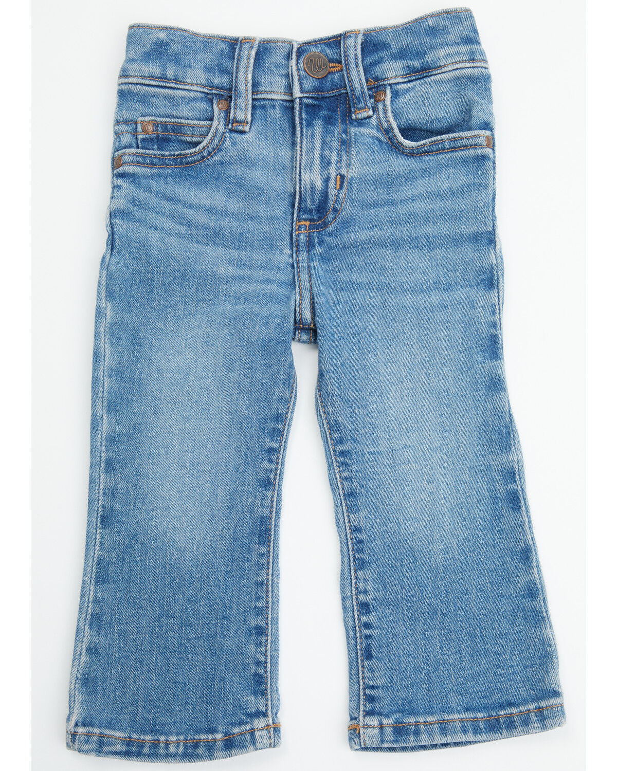 Image #3 - Wrangler Infant Girls' Medium Wash Bootcut Stretch Denim Jeans, Medium Wash, hi-res
