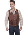 Image #1 - Scully Men's Classic Western Leather Vest, Brown, hi-res