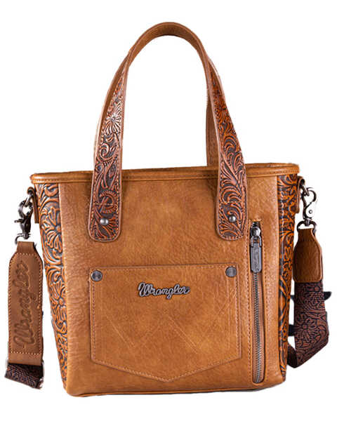 Wrangler Women's Tooled Concho Crossbody Mini Bag , Brown, hi-res