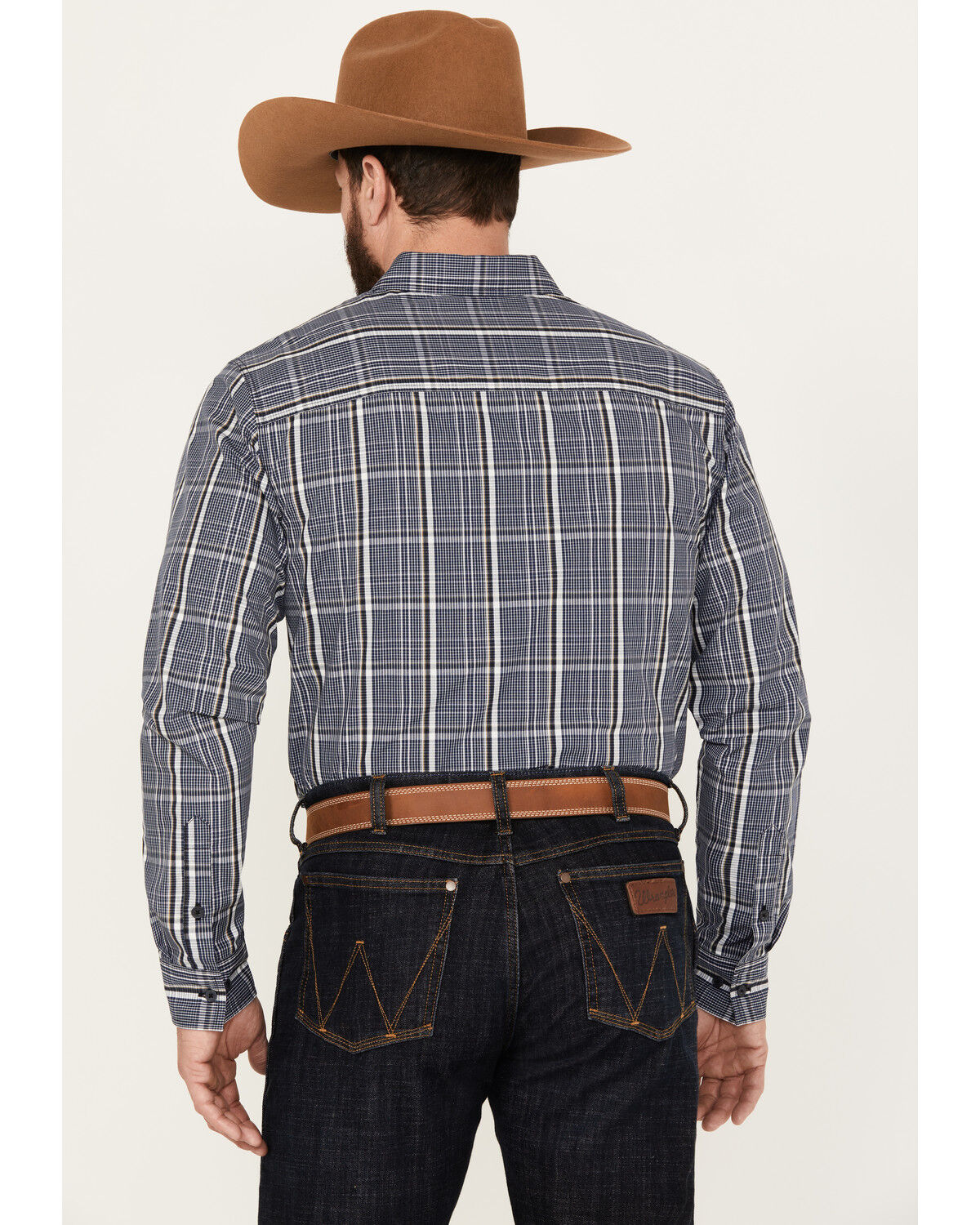Image #4 - Gibson Trading Co Men's Night Watch Plaid Print Long Sleeve Button-Down Western Shirt, Navy, hi-res