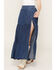 Image #2 - Angie Women's Acid Washed Split Maxi Skirt, Dark Wash, hi-res