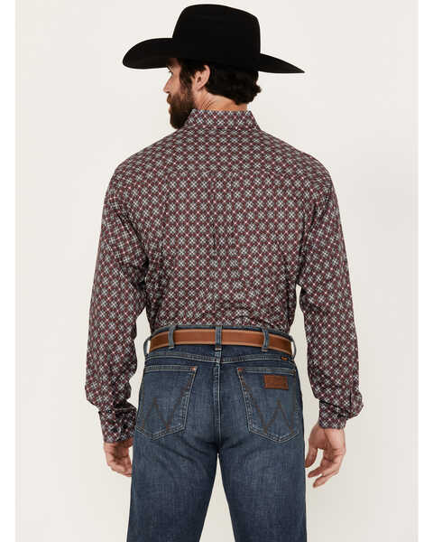 Image #4 - Cinch Men's Medallion Print Long Sleeve Button-Down Western Shirt, Dark Pink, hi-res