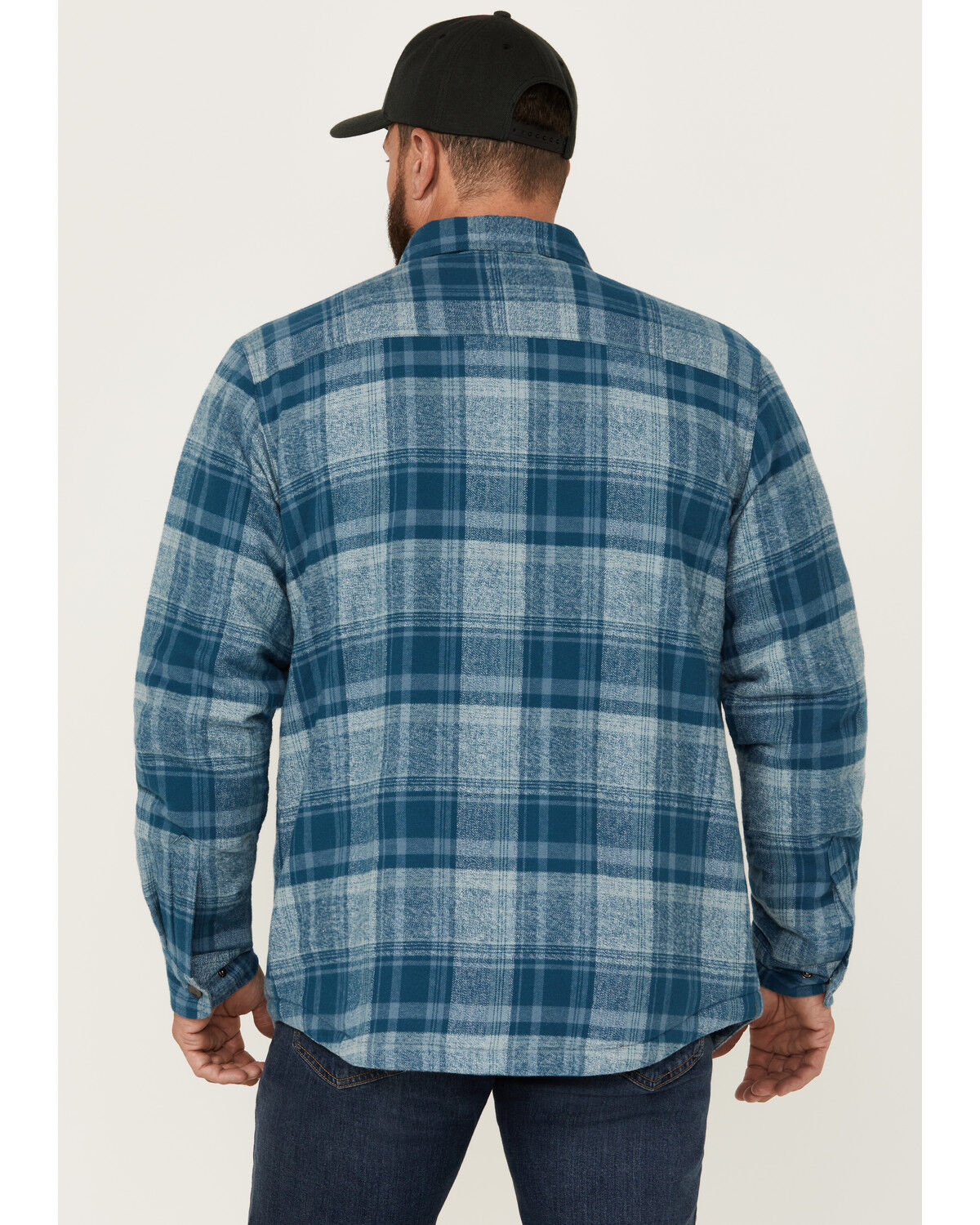 Image #4 - Dakota Grizzly Men's Ivan Plaid Print Sherpa Lined Shirt Jacket, Blue, hi-res