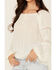 Image #3 - Jolt Women's Lace Trim Peasant Top, Ivory, hi-res