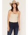 Image #1 - Cleo + Wolf Women's Faux Suede Ribbon Corset Cropped Top, Ivory, hi-res