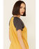 Cut & Paste Women's American Rodeo Graphic Contrast Short Sleeve Raglan Tee , Dark Yellow, hi-res