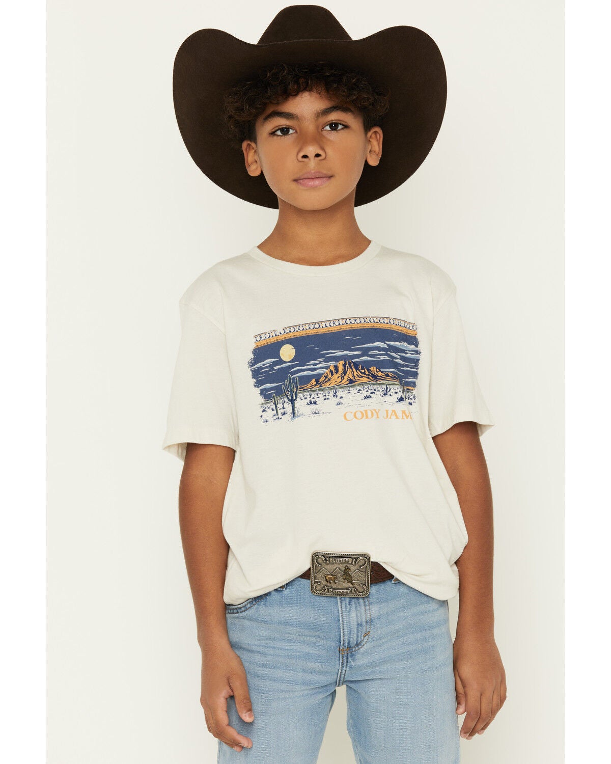 Image #1 - Cody James Boys' Moonlit Scenic Print Short Sleeve Graphic T-Shirt, Natural, hi-res