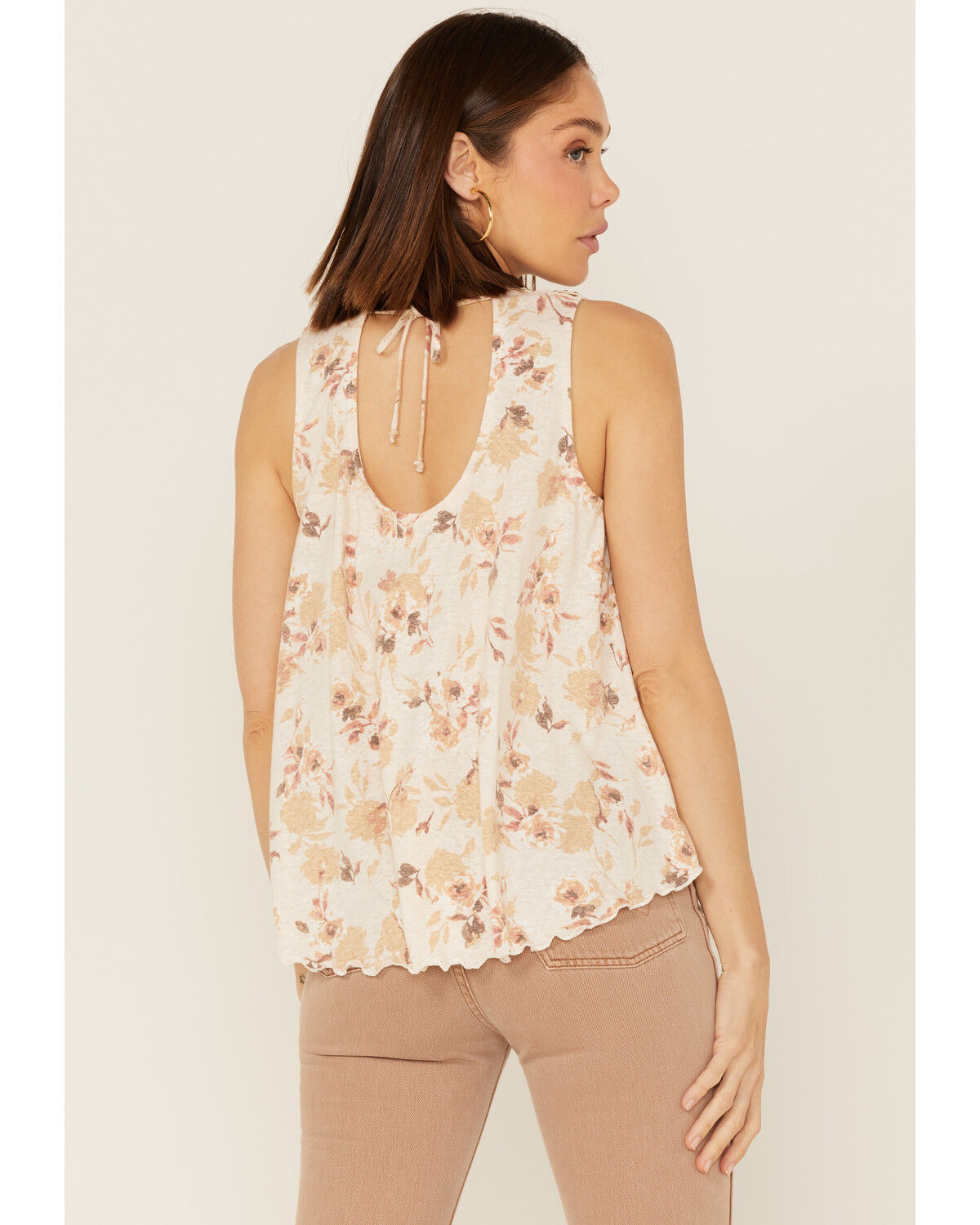 Image #4 - Wild Moss Women's Crochet Studded Yoke Flowy Tank Top, Cream, hi-res