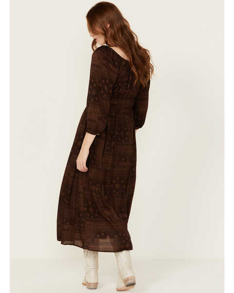 Image #4 - Stetson Women's Bandana Print Long Sleeve Midi Dress , Dark Brown, hi-res