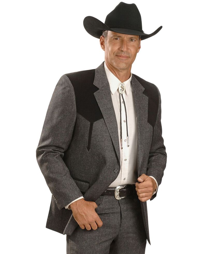 Circle S Boise Western Suit Coat - Big and Tall, Hthr Charcoal, hi-res