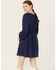 Image #4 - Yura Women's Long Sleeve Peasant Mini Dress, Navy, hi-res