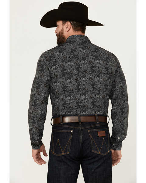 Image #4 - Panhandle Men's Paisley Print Long Sleeve Snap Performance Western Shirt , Charcoal, hi-res