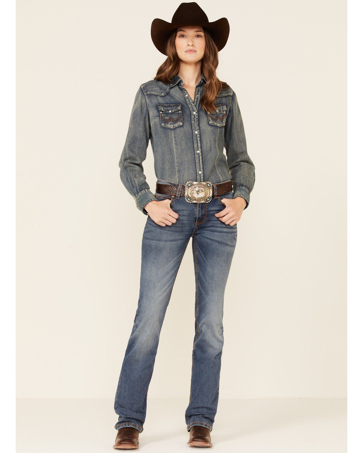 Image #1 - Wrangler Retro Women's Medium Wash Mae Bootcut Jeans, Blue, hi-res
