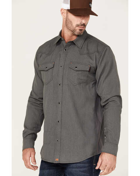 Image #2 - Cody James Men's FR Vented Long Sleeve Button-Down Work Shirt , Grey, hi-res
