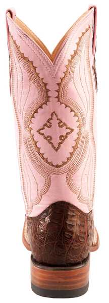 Ferrini Blush Pink Caiman Belly Cowgirl Boots - Wide Square Toe, Chocolate, hi-res