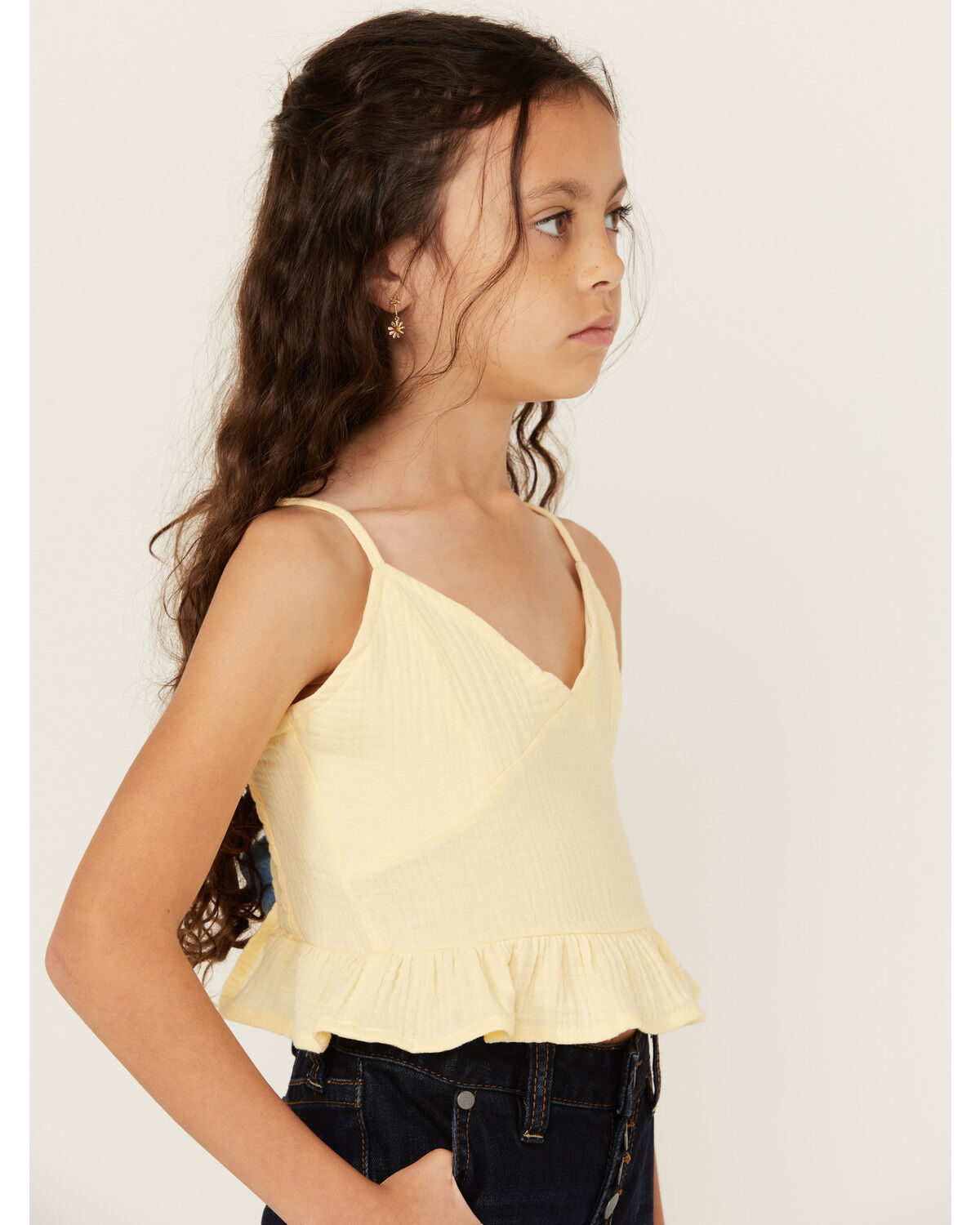 Image #2 - Fornia Girls' Peplum Tank, Yellow, hi-res