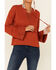 Shyanne Women's Solid Lace-Up Neck Pullover , Camel, hi-res