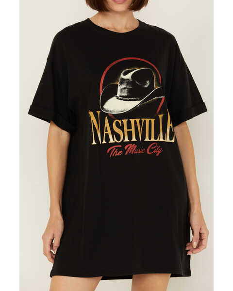 Image #3 - Girl Dangerous Women's Nashville Hat T-Shirt Dress, Charcoal, hi-res