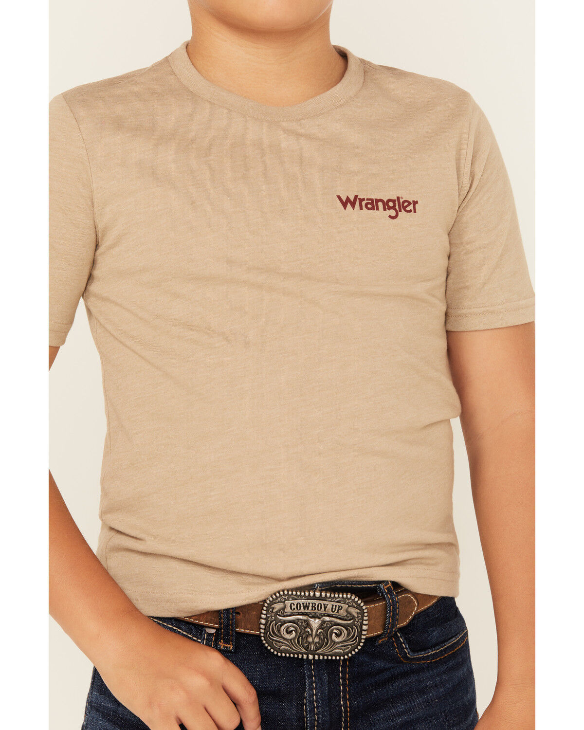Image #4 - Wrangler Boys' Buffalo Logo Short Sleeve Graphic T-Shirt, Oatmeal, hi-res