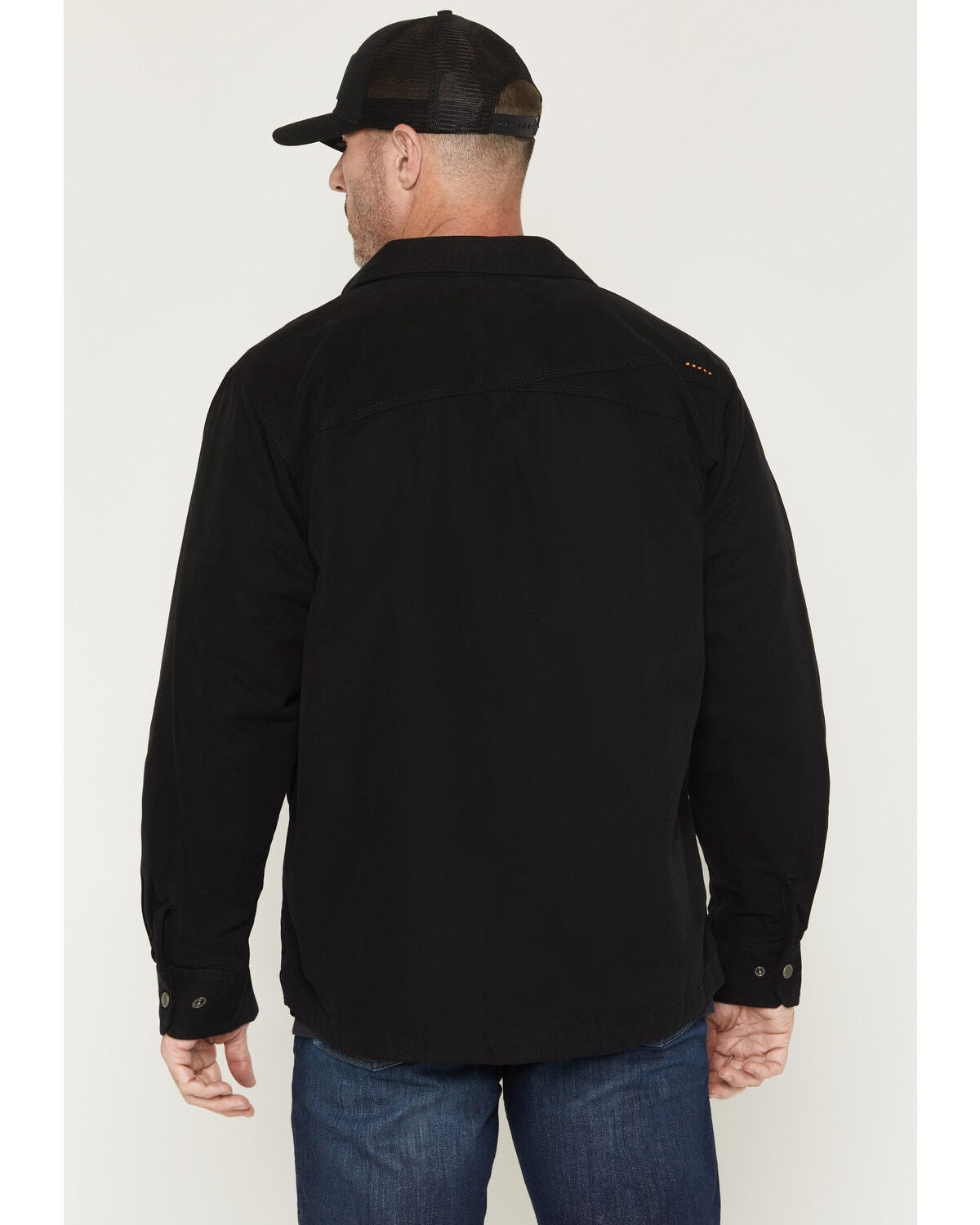 Image #4 - Ariat Men's Rebar Canvas Long Sleeve Snap Shirt Jacket, Black, hi-res