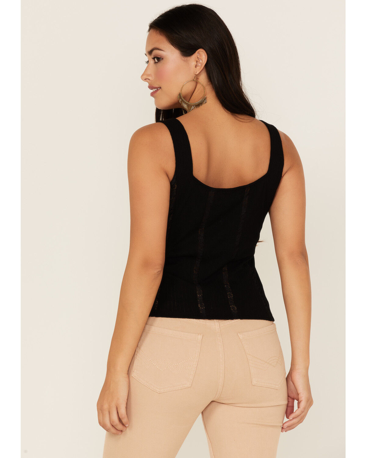 Image #4 - Idyllwind Women's Sparrow Pointelle Rib Lace Tank, Black, hi-res