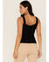 Idyllwind Women's Sparrow Pointelle Rib Lace Tank , Black, hi-res