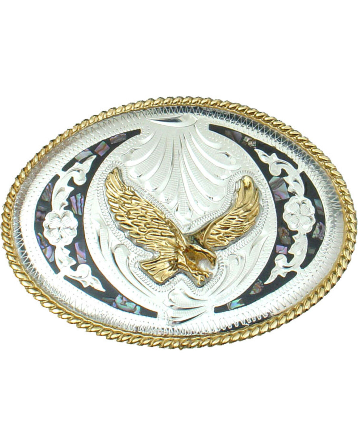 Image #1 - Western Express Men's Silver Abalone and German Eagle Belt Buckle, Silver, hi-res