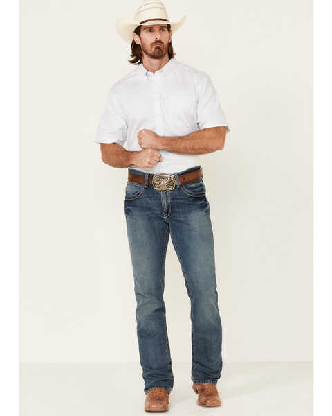 Image #2 - Cody James Core Men's Wichita Small Plaid Short Sleeve Button Down Western Shirt - Tall , Light Blue, hi-res