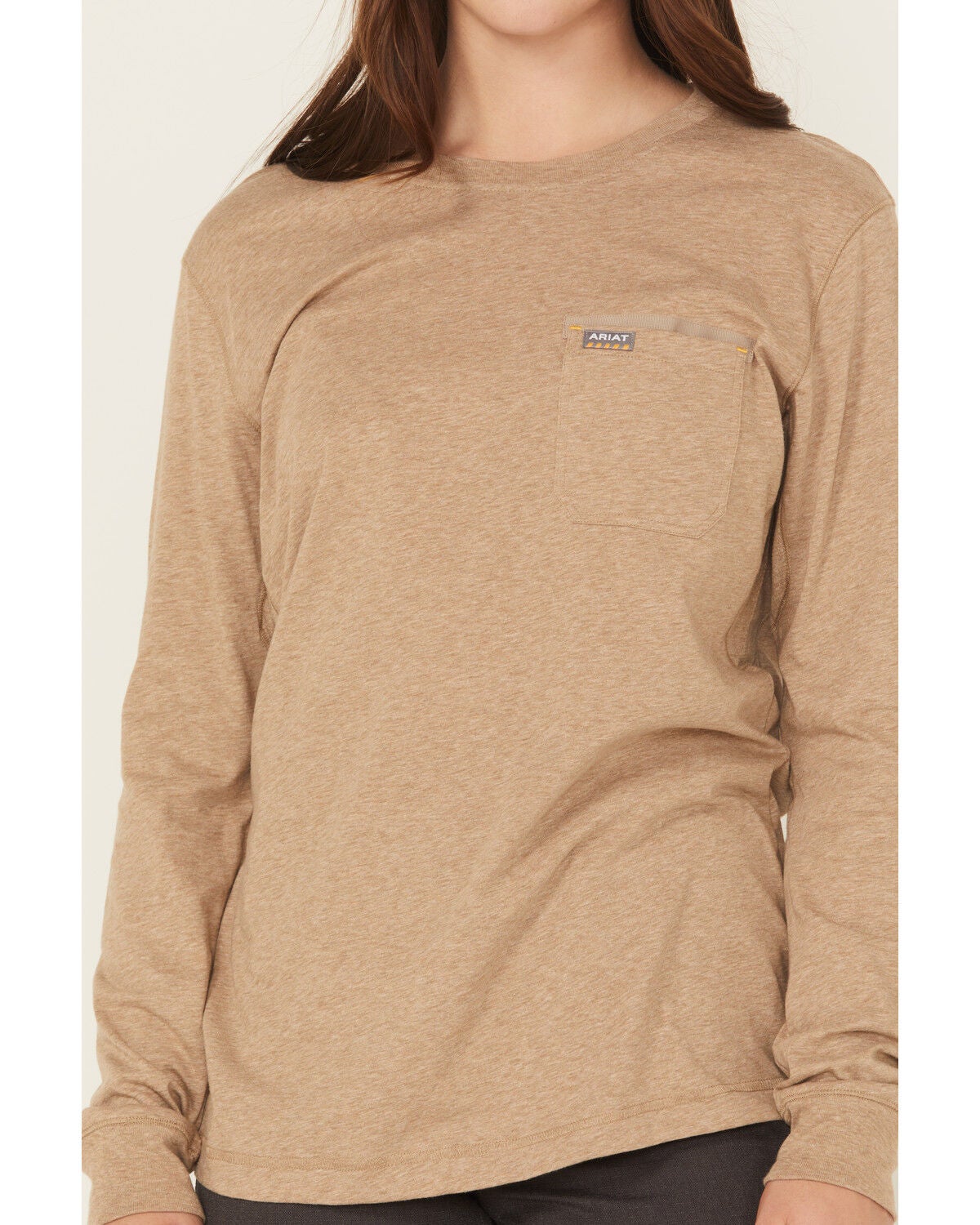 Image #3 - Ariat Women's Rebar Workman EST 1993 Long Sleeve Pocket Work Shirt, Khaki, hi-res
