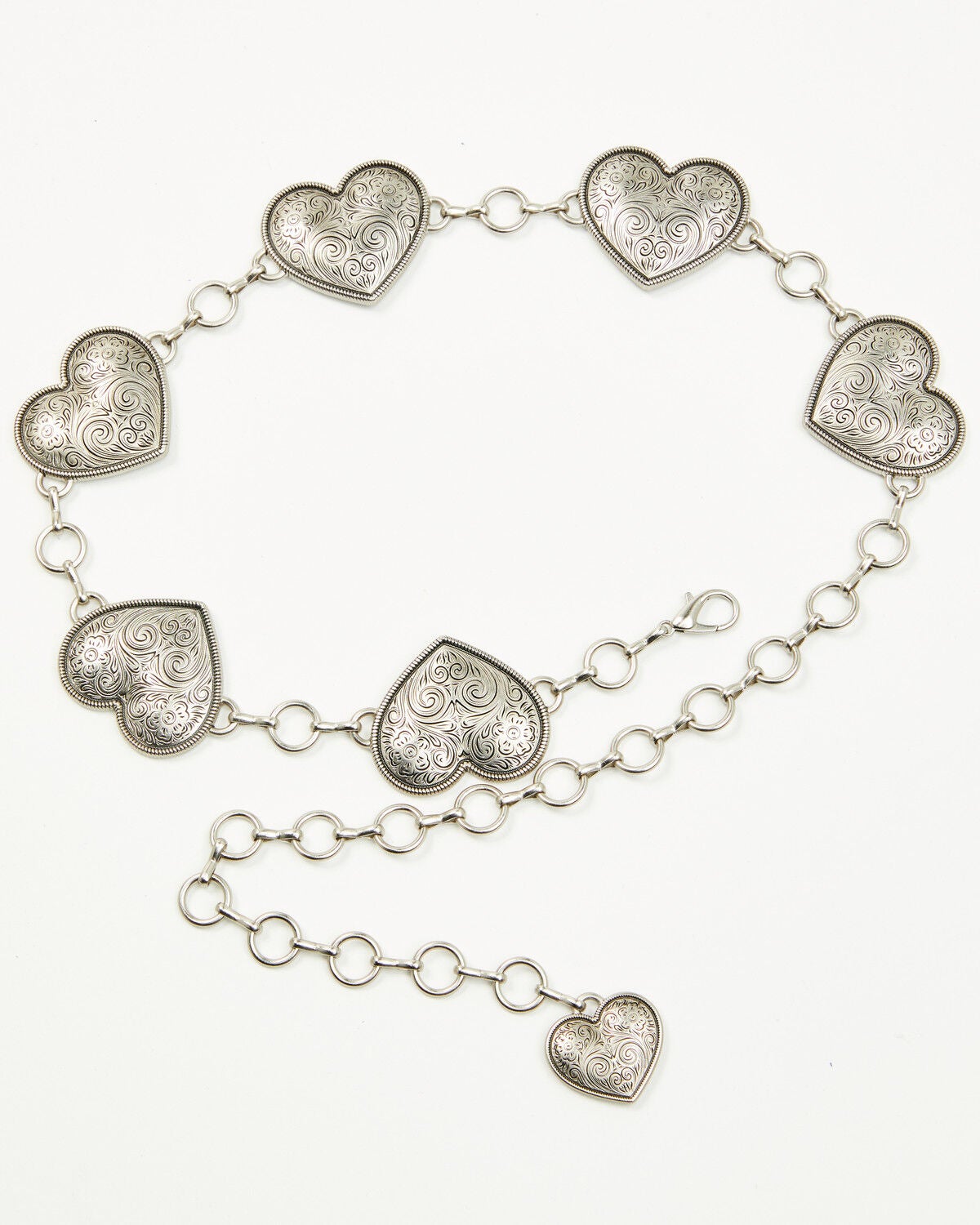 Shyanne Girls' Bryn Heart Concho Belt, Silver, hi-res