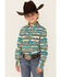 Image #1 - RANK 45® Girls' Southwestern Print Long Sleeve Pearl Snap Western Shirt, , hi-res