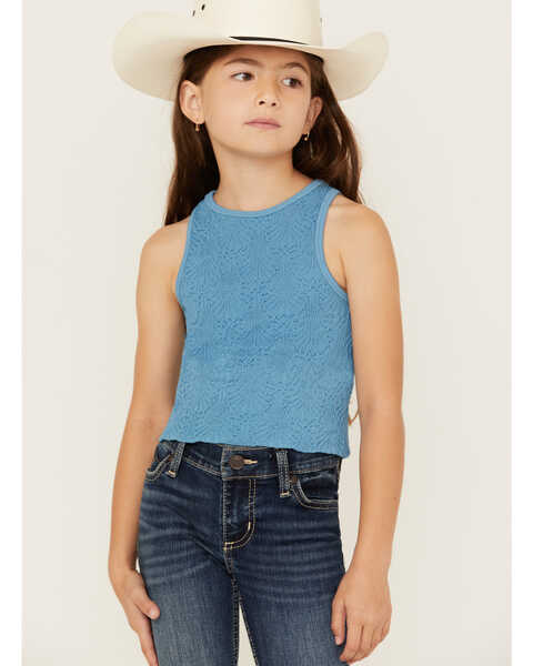 Image #1 - Fornia Girls' High Neck Tank Top , Blue, hi-res