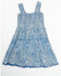 Yura Girls' Southwestern Print Spaghetti Strap Dress, Blue, hi-res
