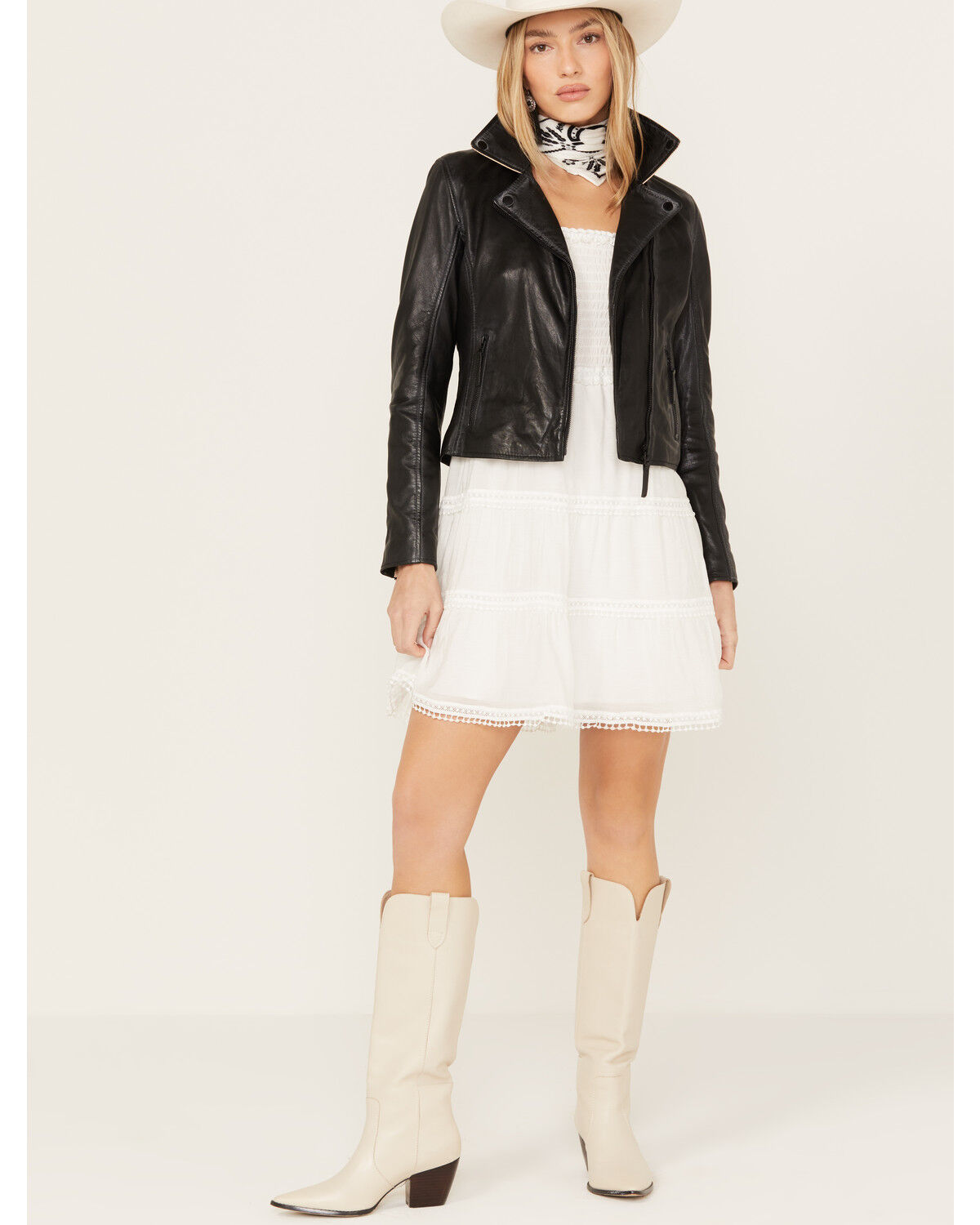 Image #4 - Mauritius Leather Women's Crissy Star and Fringe Detail Leather Jacket, Black, hi-res