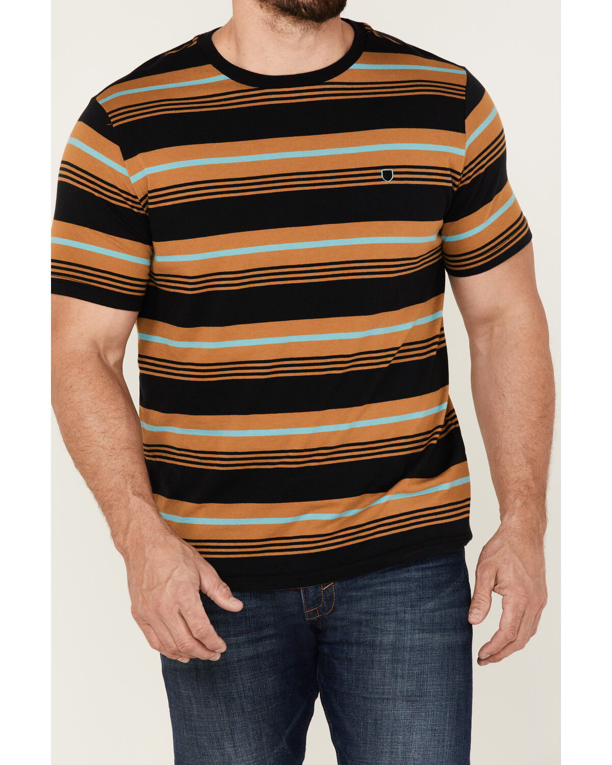 Image #3 - Brixton Men's Hilt Shield Striped Knit T-Shirt, Black, hi-res