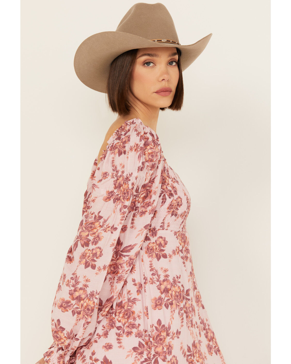 Image #2 - Free People Women's Jaymes Floral Print Long Sleeve Midi Dress, Light Purple, hi-res