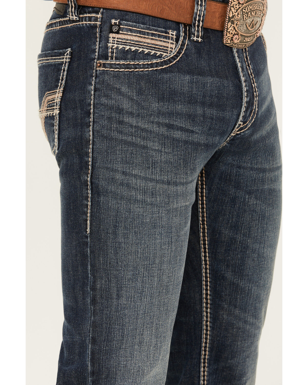 Image #4 - Rock & Roll Denim Men's Revolver Dark Vintage Wash Slim Straight Reflex Denim Jeans, Dark Wash, hi-res